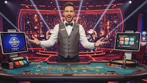 Dealer profesional membagikan kartu dalam permainan Teen Patti